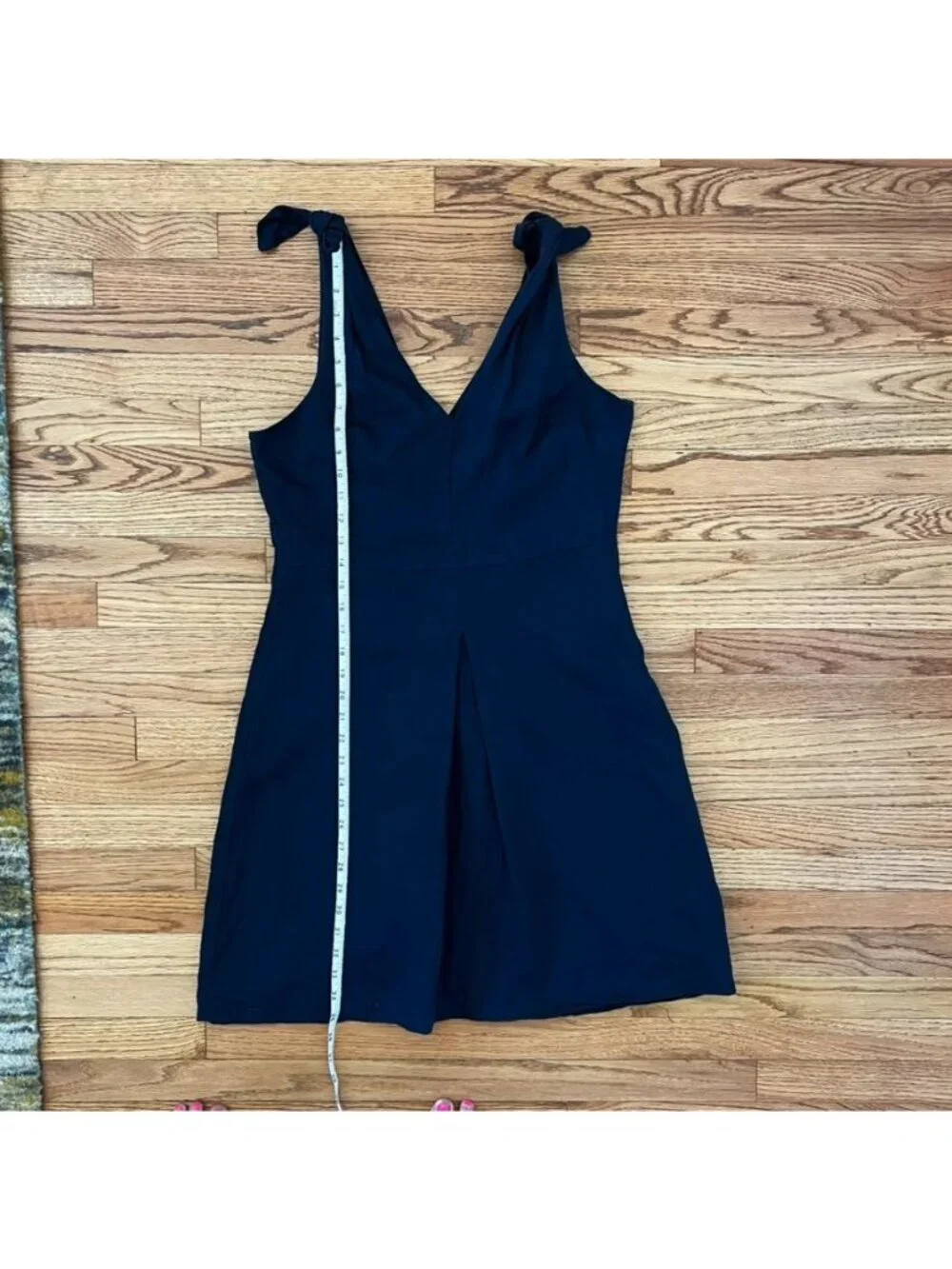 Classic Linen Sleeveless Navy Midi Dress V-Neckline Chic Twee Minimalist Sz 8 - Picture 14 of 16